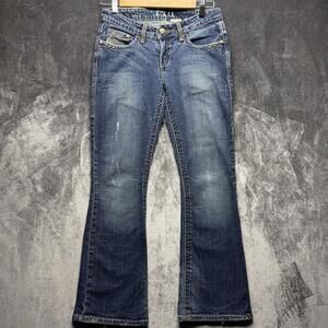 Cruel Jeans Womens 3 Short Blue Bootcut Mid Rise Stretch Denim Beaded Western